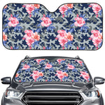 Pink Rose Flower Camouflage Print Car Windshield Sun Shade
