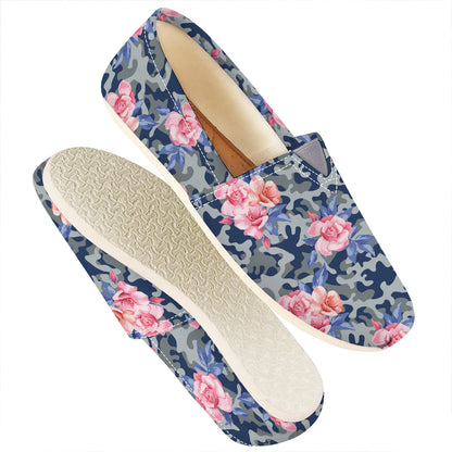 Pink Rose Flower Camouflage Print Casual Shoes