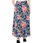 Pink Rose Flower Camouflage Print Chiffon Maxi Skirt