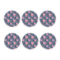 Pink Rose Flower Camouflage Print Coaster Set