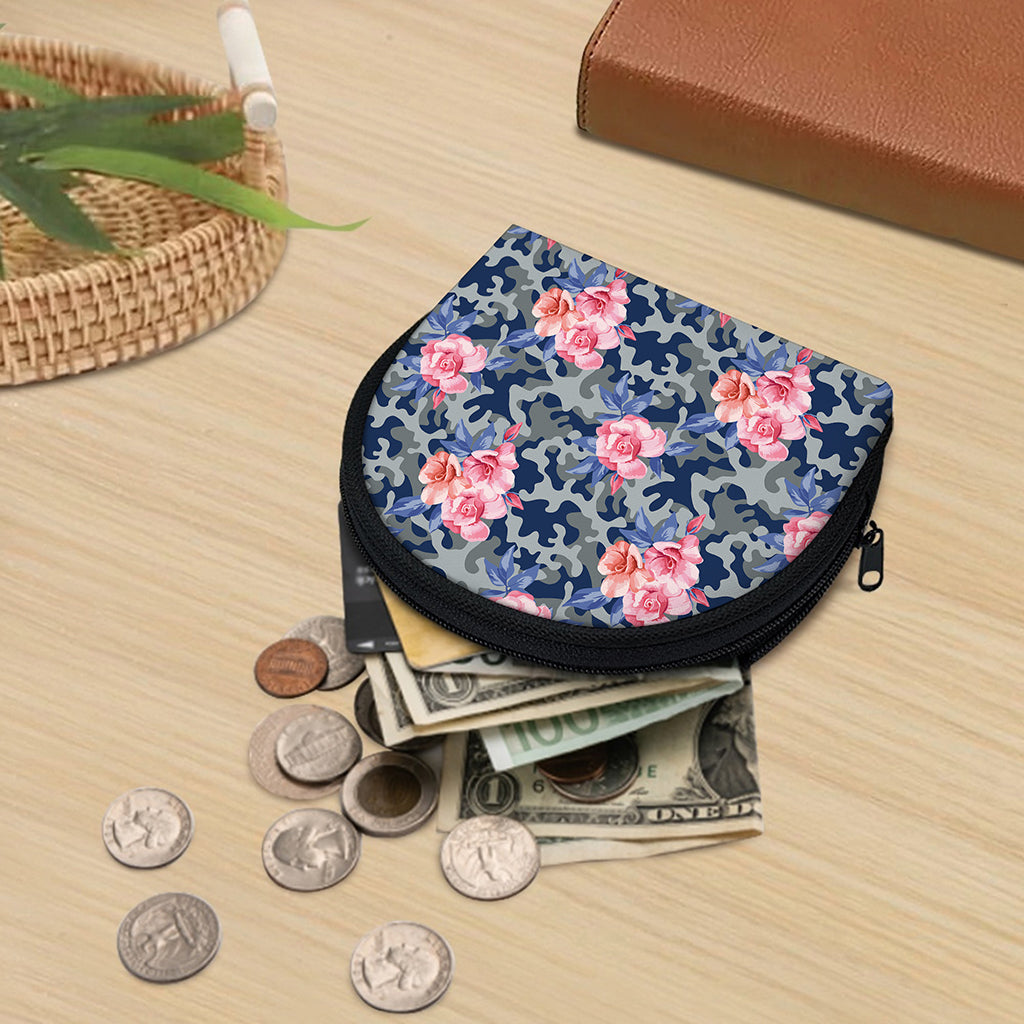 Pink Rose Flower Camouflage Print Coin Purse