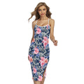 Pink Rose Flower Camouflage Print Cross Back Cami Dress