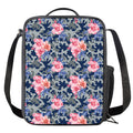 Pink Rose Flower Camouflage Print Crossbody Lunch Bag