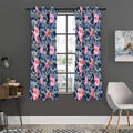Pink Rose Flower Camouflage Print Grommet Curtain Panels