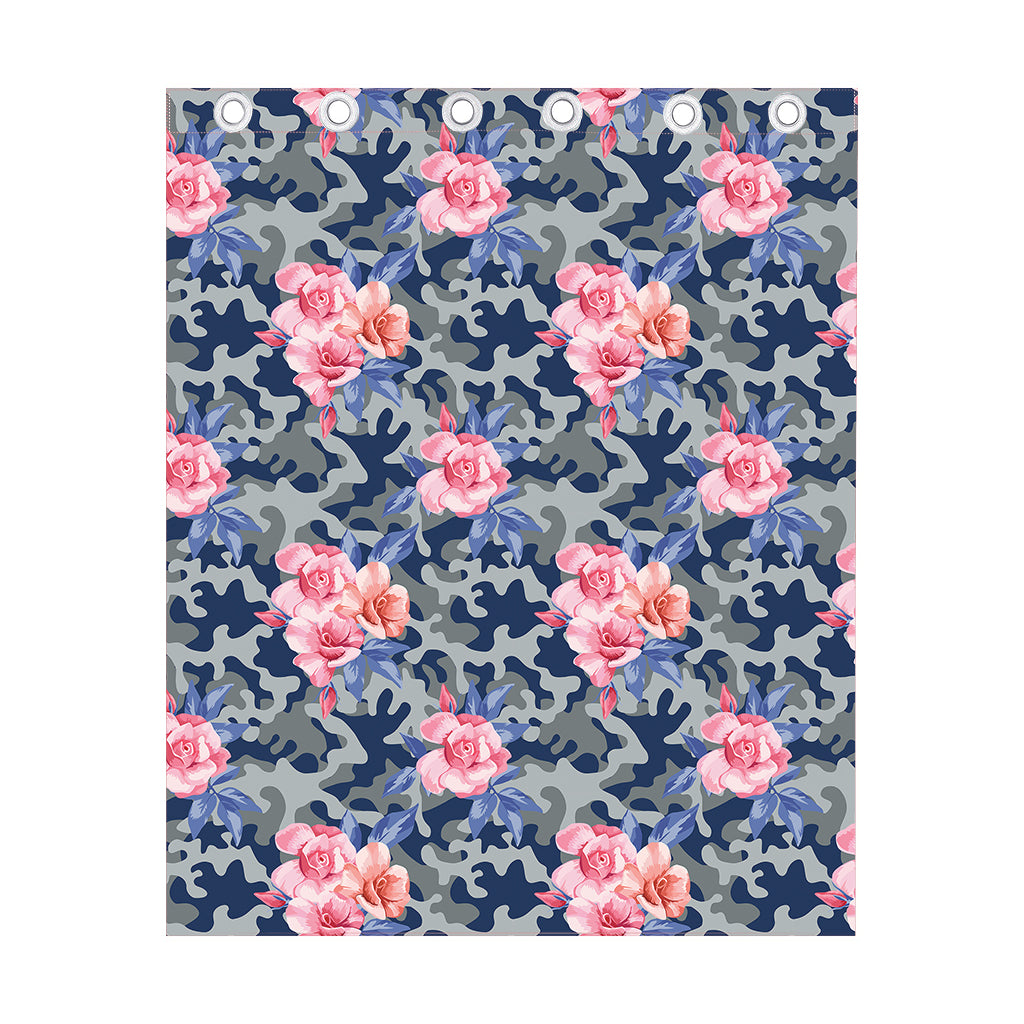 Pink Rose Flower Camouflage Print Curtain