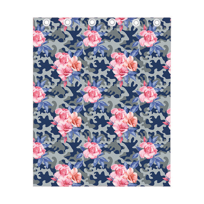 Pink Rose Flower Camouflage Print Curtain