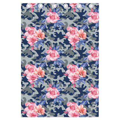 Pink Rose Flower Camouflage Print Curtain