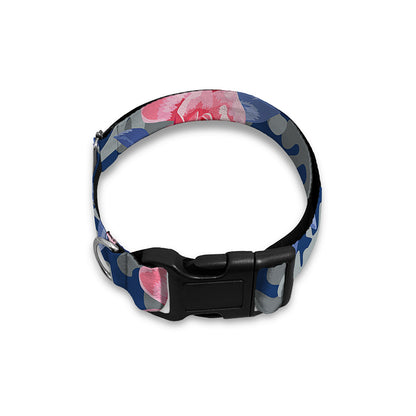 Pink Rose Flower Camouflage Print Dog Collar