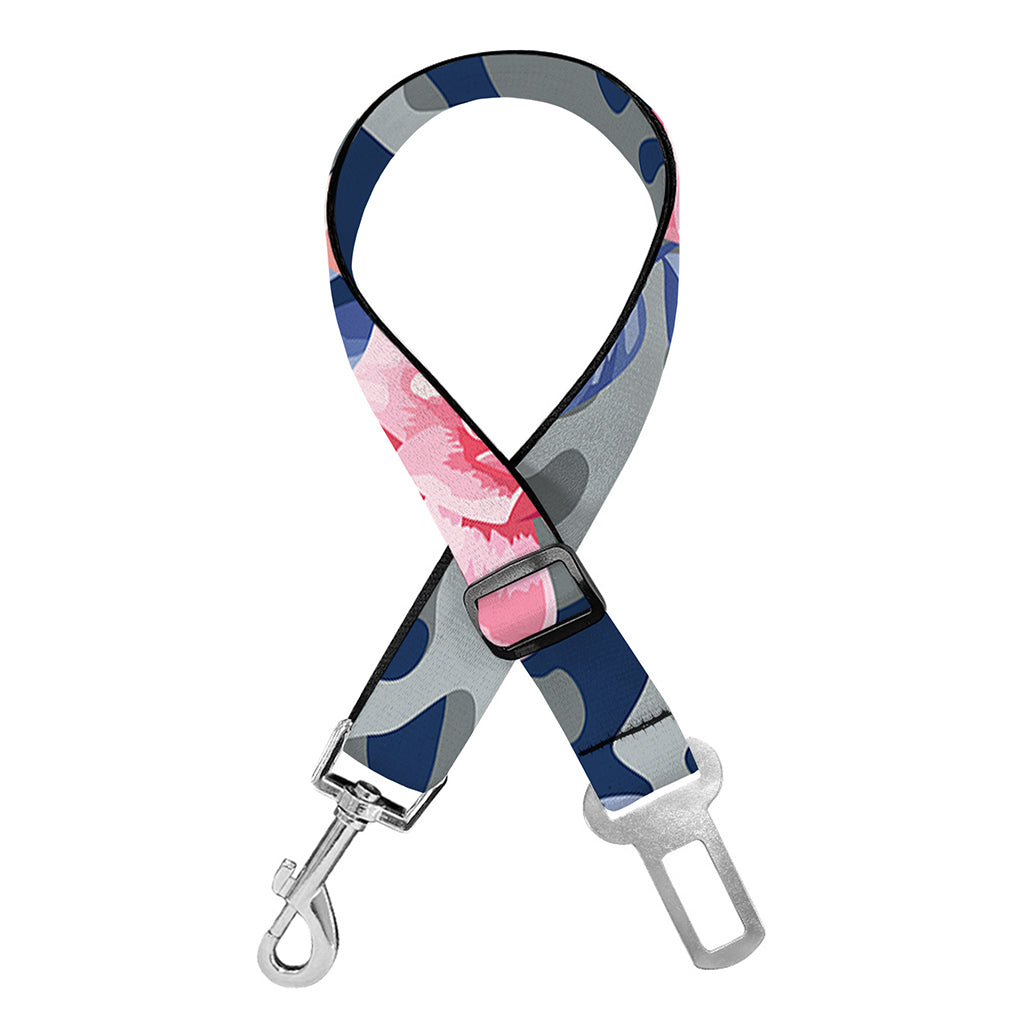 Pink Rose Flower Camouflage Print Dog Seat Belt