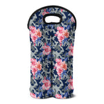 Pink Rose Flower Camouflage Print Double Neoprene Wine Tote
