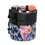Pink Rose Flower Camouflage Print Drawstring Makeup Bag