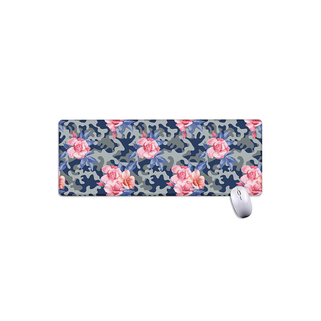 Pink Rose Flower Camouflage Print Extended Mouse Pad