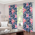 Pink Rose Flower Camouflage Print Extra Wide Grommet Curtains