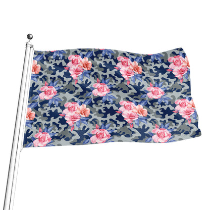 Pink Rose Flower Camouflage Print Flag