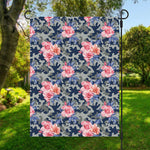 Pink Rose Flower Camouflage Print Garden Flag