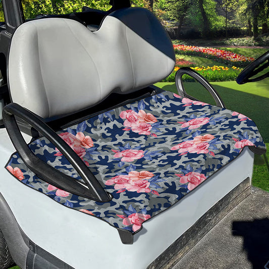 Pink Rose Flower Camouflage Print Golf Cart Seat Cover