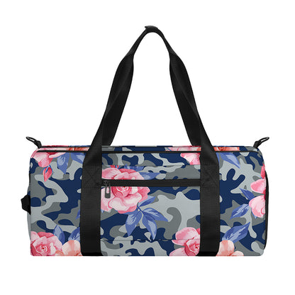 Pink Rose Flower Camouflage Print Gym Bag
