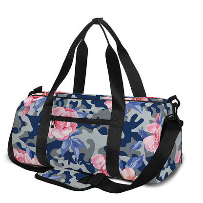 Pink Rose Flower Camouflage Print Gym Bag