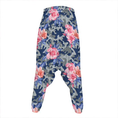 Pink Rose Flower Camouflage Print Hammer Pants