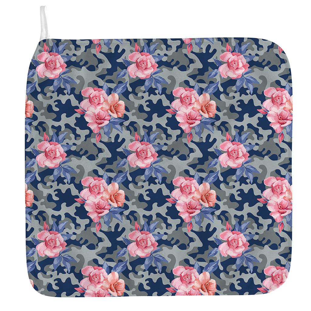 Pink Rose Flower Camouflage Print Hand Towel