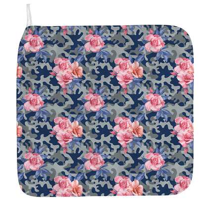 Pink Rose Flower Camouflage Print Hand Towel