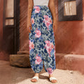 Pink Rose Flower Camouflage Print Harem Pants