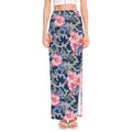 Pink Rose Flower Camouflage Print High Slit Maxi Skirt