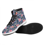 Pink Rose Flower Camouflage Print High Top Leather Sneakers