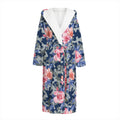 Pink Rose Flower Camouflage Print Hooded Bathrobe
