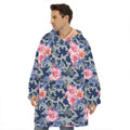 Pink Rose Flower Camouflage Print Hoodie Blanket