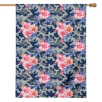 Pink Rose Flower Camouflage Print House Flag