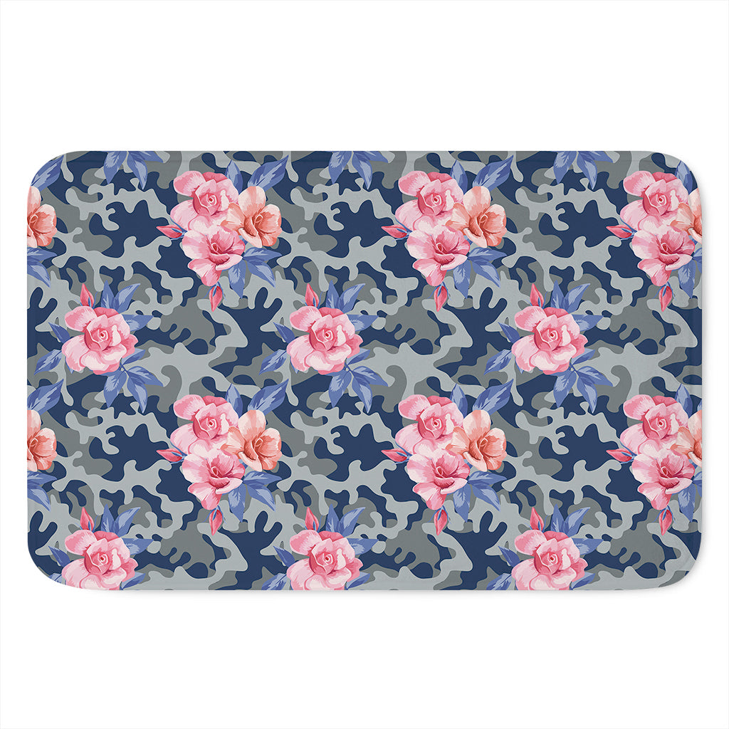 Pink Rose Flower Camouflage Print Indoor Door Mat