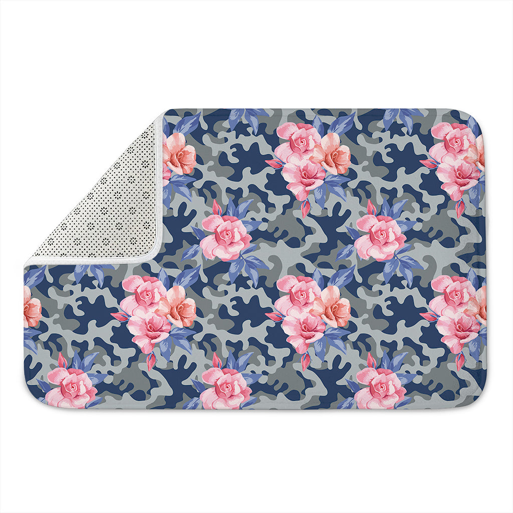 Pink Rose Flower Camouflage Print Indoor Door Mat