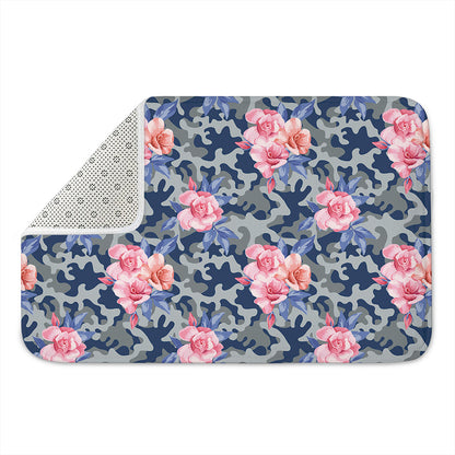 Pink Rose Flower Camouflage Print Indoor Door Mat
