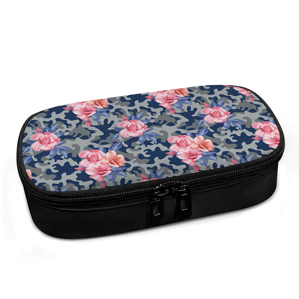 Pink Rose Flower Camouflage Print Insulin Cooler Travel Case