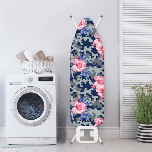 Pink Rose Flower Camouflage Print Ironing Board Cover