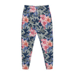 Pink Rose Flower Camouflage Print Jogger Pants