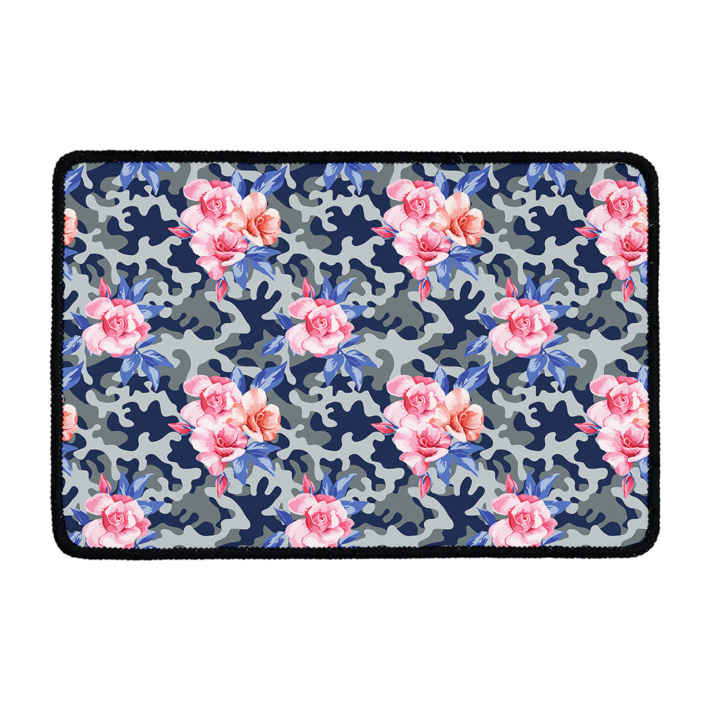 Pink Rose Flower Camouflage Print Kitchen Mat