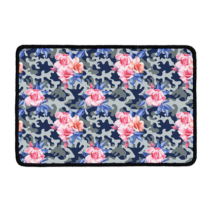 Pink Rose Flower Camouflage Print Kitchen Mat