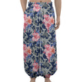 Pink Rose Flower Camouflage Print Lantern Pants