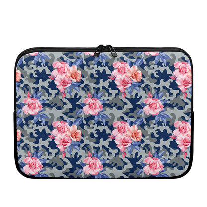 Pink Rose Flower Camouflage Print Laptop Sleeve