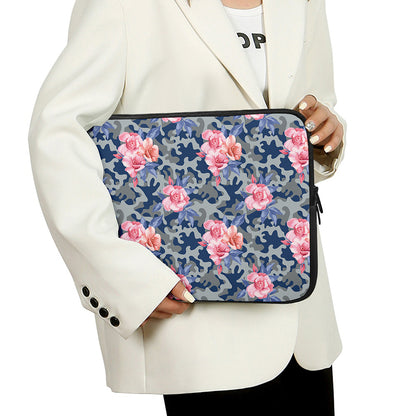 Pink Rose Flower Camouflage Print Laptop Sleeve