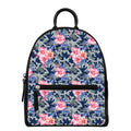 Pink Rose Flower Camouflage Print Leather Backpack