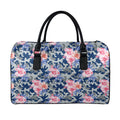 Pink Rose Flower Camouflage Print Leather Duffel Bag