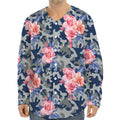Pink Rose Flower Camouflage Print Long Sleeve Baseball Jersey