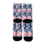 Pink Rose Flower Camouflage Print Long Socks
