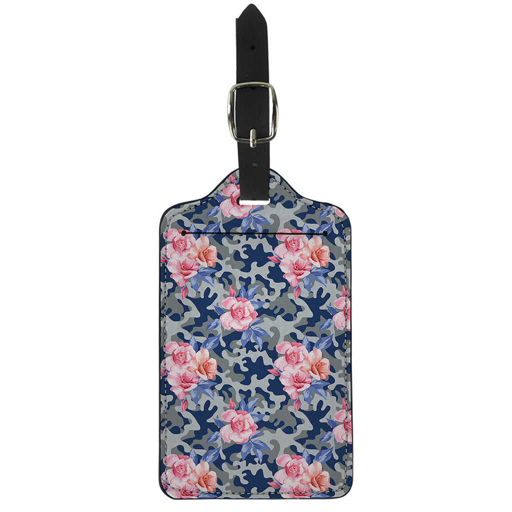 Pink Rose Flower Camouflage Print Luggage Tag