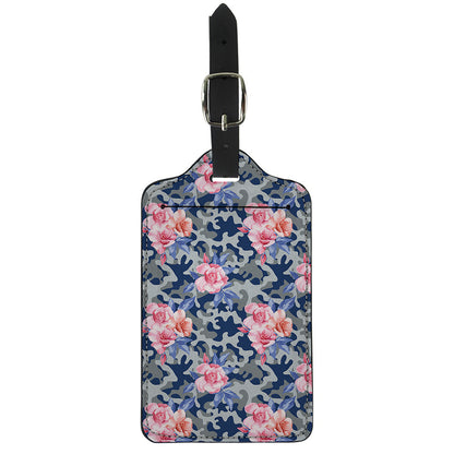 Pink Rose Flower Camouflage Print Luggage Tag