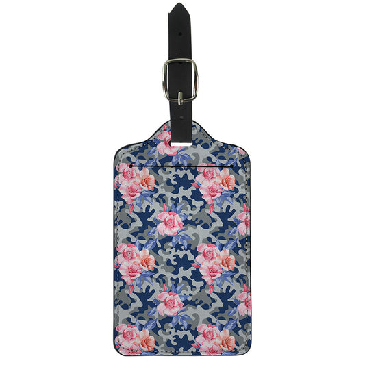 Pink Rose Flower Camouflage Print Luggage Tag