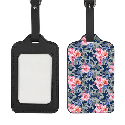 Pink Rose Flower Camouflage Print Luggage Tag